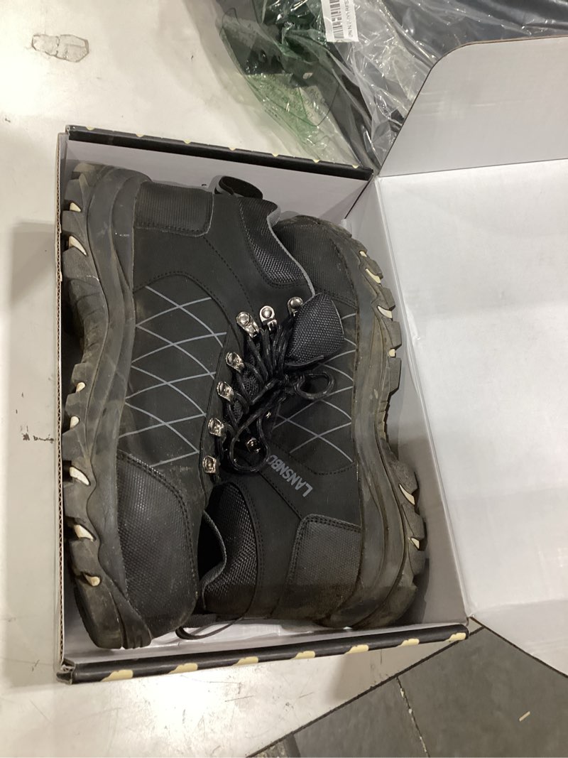 Condition photo showing As Is for lansnbo waterproof steel toe work boots for women wide width | safety protection,slip resistant puncture proof comfortable for construction hiking warehouse industrial factory 10 wide black, grey