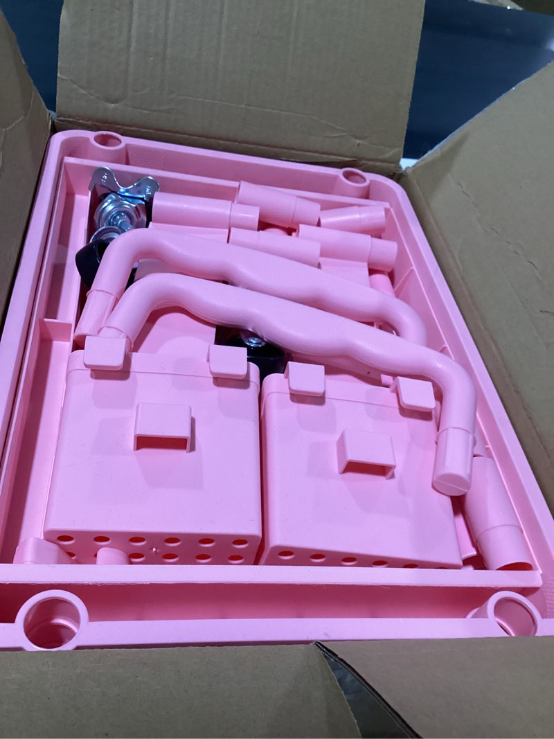 Condition photo showing New/Like New for Goovilla 4 Tier Rolling Utility Cart Organizer with Removable Drawer, Stable and Sturdy Pink Rolling Storage Carts with 2 Lockable Wheels for Bathroom, Kitchen, Snack, Craft, Makeup, Baby Essentials Pink 4 Tier