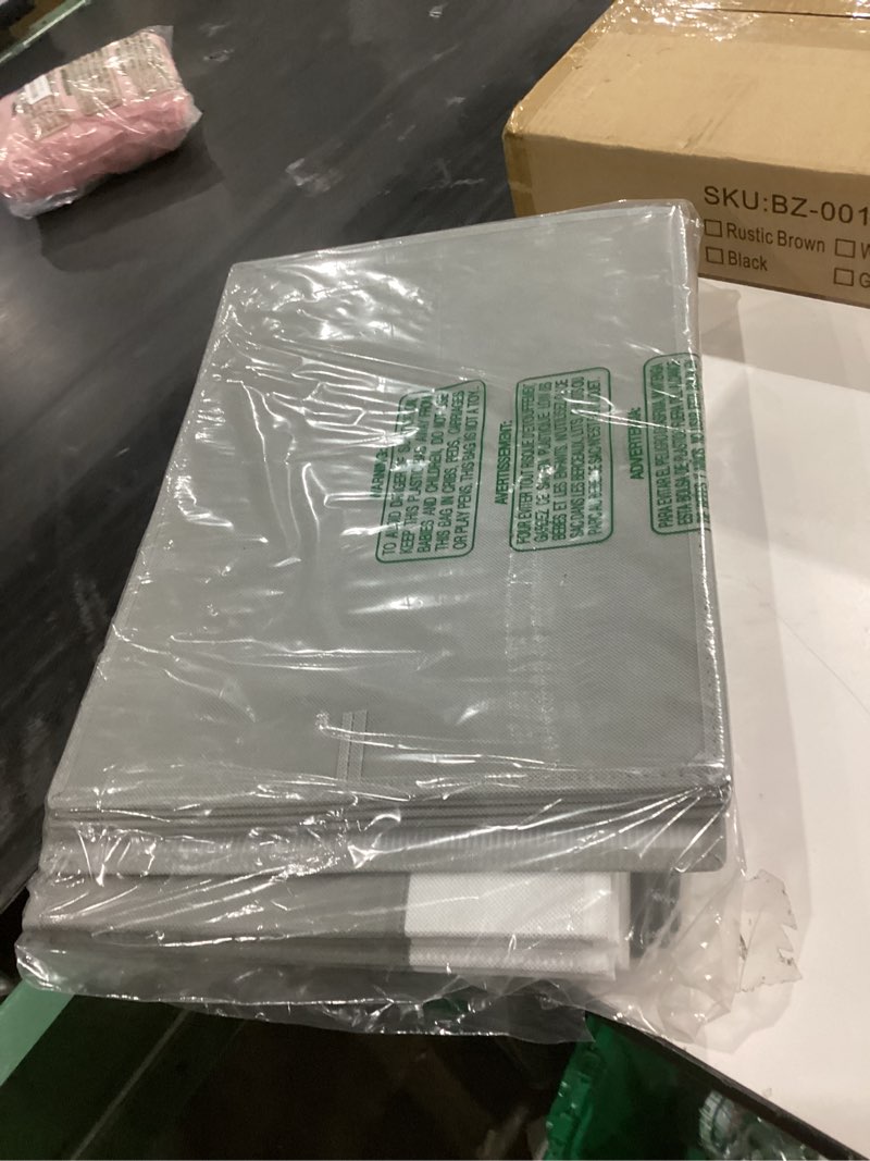 Condition photo showing Good Condition for Criusia 6 Pack Clothes Bins for Organization - 16x12 Extra Large Storage Baskets for Shelves Closet Bedroom - Toy Storage Organizer Bins Boxes Cubes for Nursery - RV Apartment Essentials 6pcs-Extra Large White with Grey