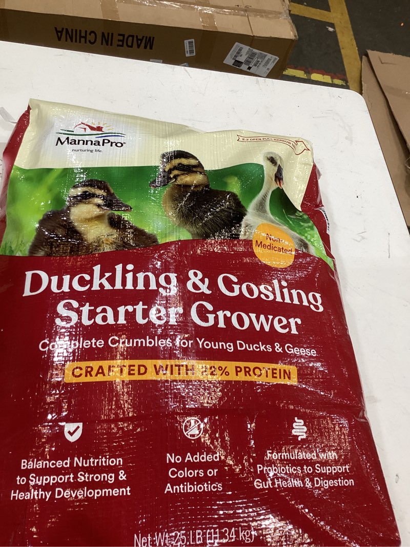 Condition photo showing New/Like New for manna pro duck starter grower crumble | non-medicated feed for young ducks | supports healthy digestion | 25 pounds duck food 1 ounce (pack of 1)