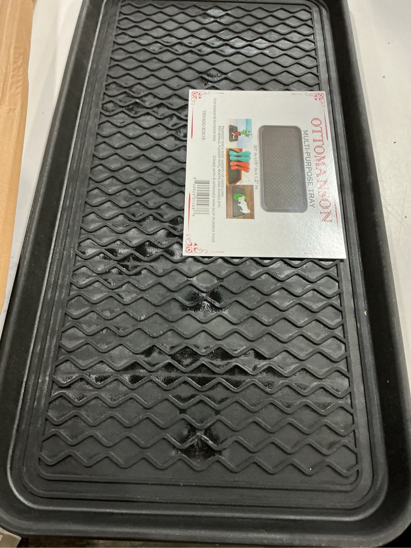 Condition photo showing As Is for Ottomanson Multipurpose All Season Boot Tray Mat, Reusable Pee Pad For Dogs, 15" x 30" Black 1'3" x 2'6" (Tray)