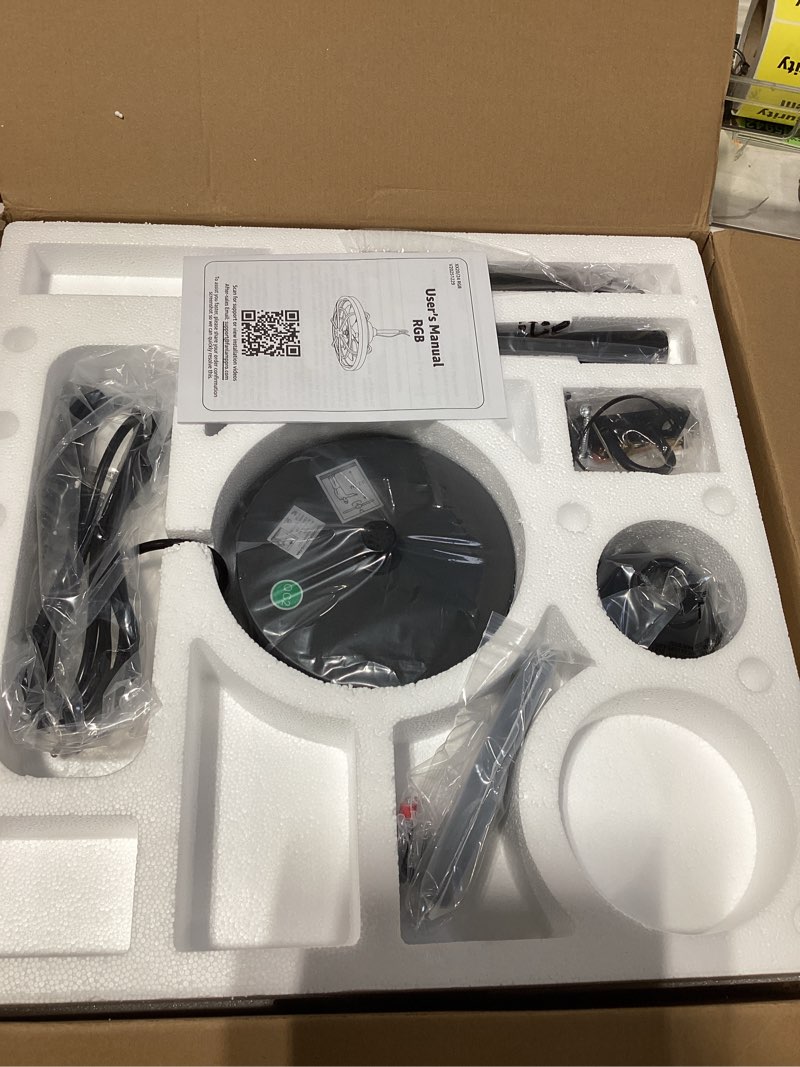 Condition photo showing New/Like New for fanbulous outdoor rgb ceiling fans with light for patios, 20" waterproof plug in ceiling fan, gazebo fan remote&app control, 3cct dimmable,caged ceiling fan with hanging hook for porch, pergola rgb black 20 inch
