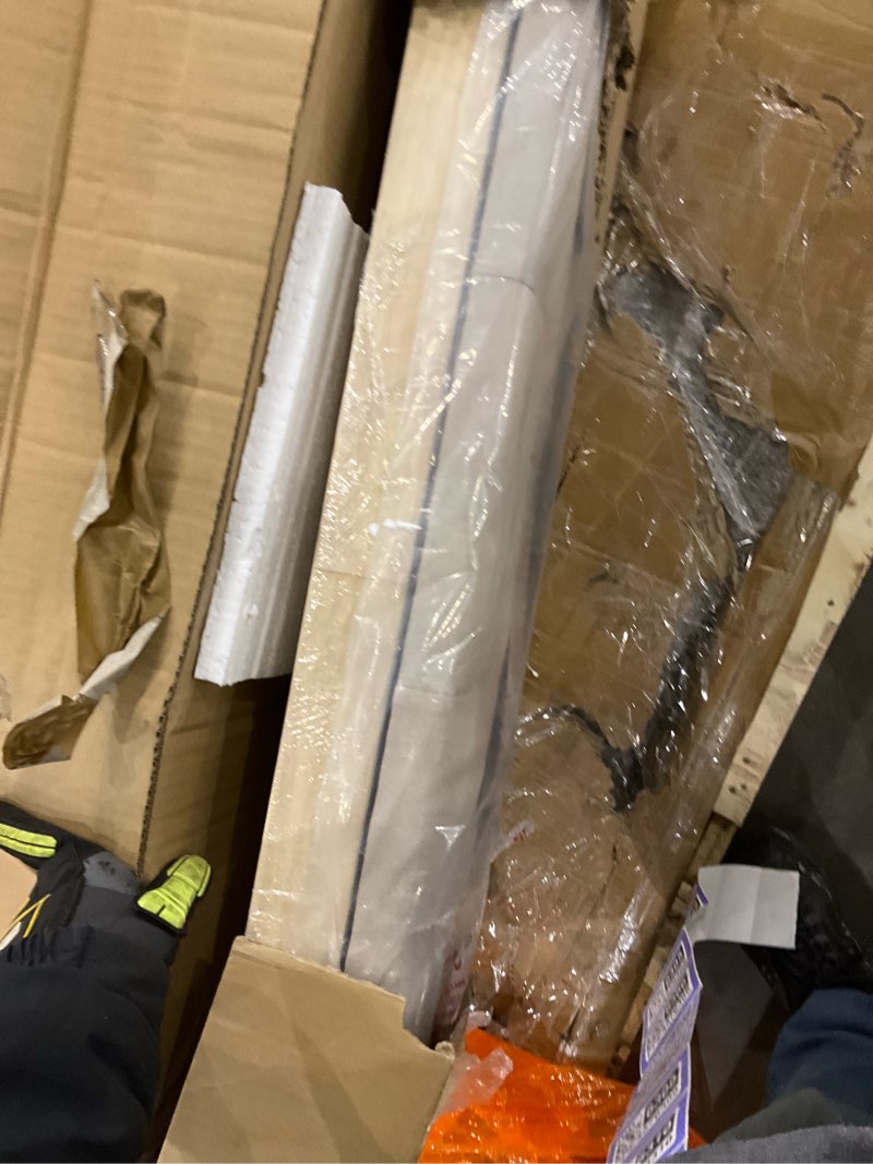 Condition photo showing As Is for Novilla Full Size Bed Frame, Full Bed Frame with Wood Slats Support, Linen Upholstered Pull-Point He