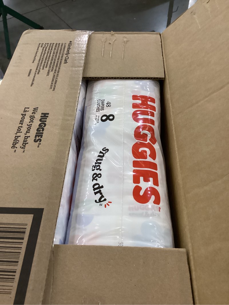 Condition photo showing New/Like New for Huggies Size 8 Diapers, Snug & Dry Baby Diapers, Size 8 (46+ lbs), 96 Count (2 Packs of 48), Packaging May Vary Size 8 96