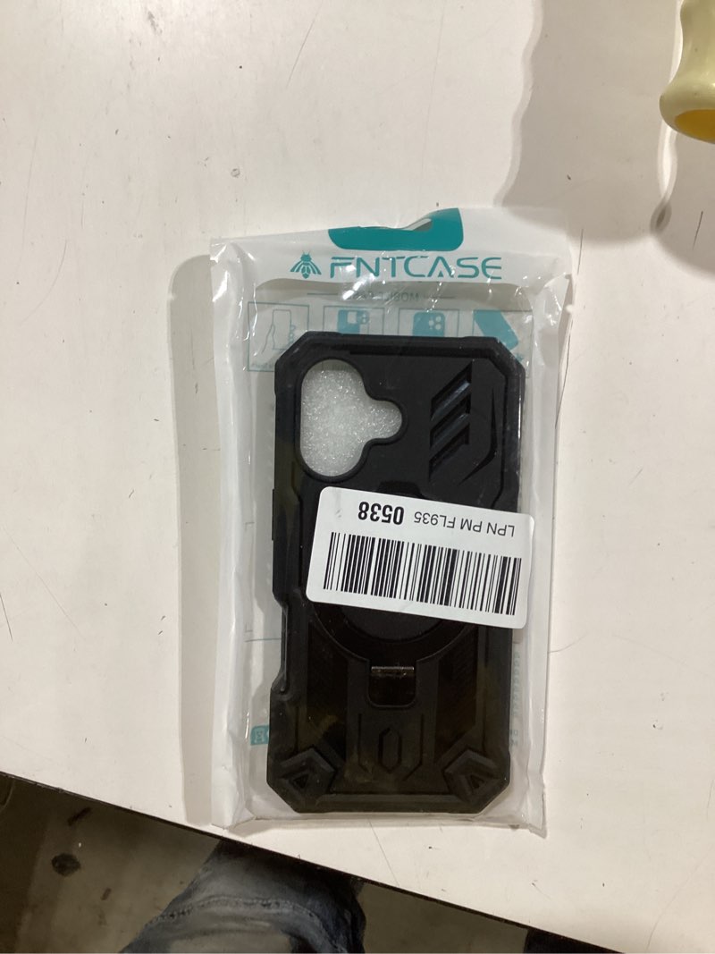 Condition photo showing New/Like New for fntcase for iphone 16e phone case: military grade [built-in screen protector] [kickstand] matte textured drop proof protection cover | rugged shockproof tpu protective sturdy cases 2025 - black black for iphone 16e (6.1 inch)