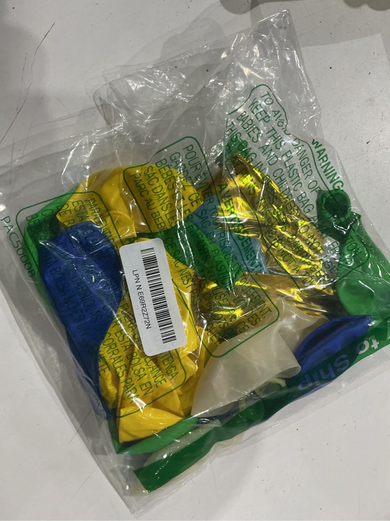 Condition photo showing Good Condition for red yellow blue balloons, 12 inch red yellow blue green confetti primary color balloons with cloud and star foil balloon for carnival party circus birthday baby shower decorations