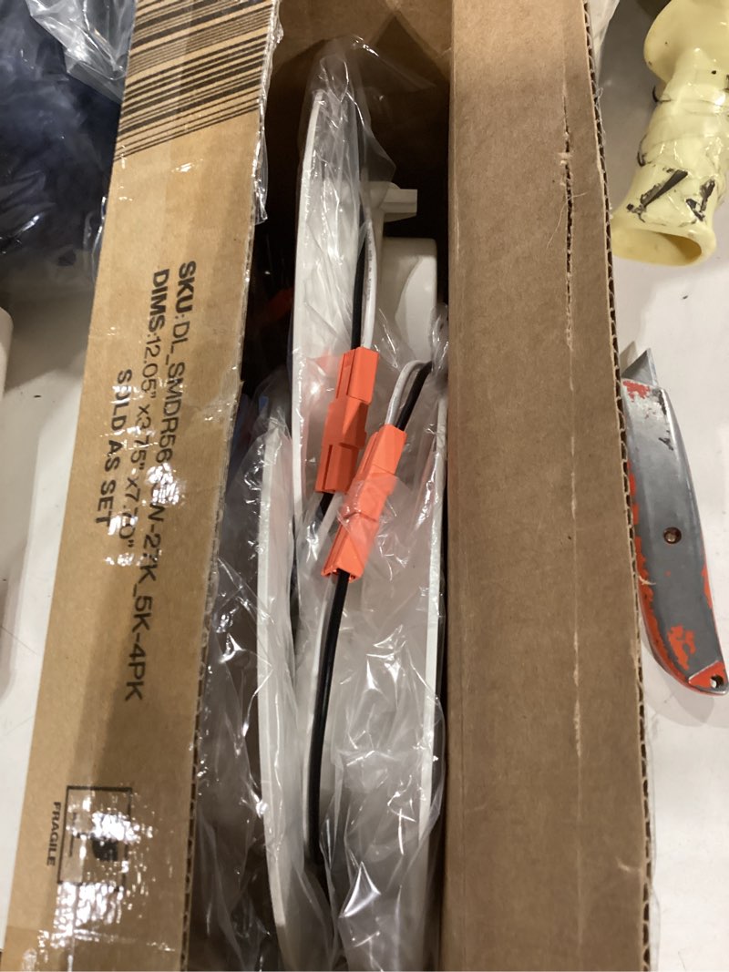 Condition photo showing Good Condition for sunco 4 pack 5/6 inch smooth led retrofit downlight, 965 lumens, 2700k soft white, 13w dimmable, damp rated, bedroom living room bathroom, 120v - ul, fcc, rohs 5 cct in one (2700k, 3000k, 3500k, 4000k, 5000k) 4 pack