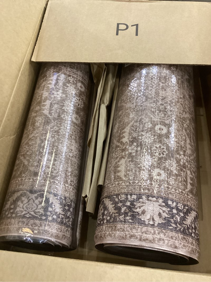 Condition photo showing New/Like New for KIMODE Anti Fatigue Kitchen Mat, Cushioned Boho Distressed Kitchen Runner Rug, Non Slip Waterproof Kitchen Mat for Floor, Comfort Foam Standing Desk Mat for Laundry Office Sink Green/Grey 20"x39" 20" x 39"--0.47 inches Green/Grey