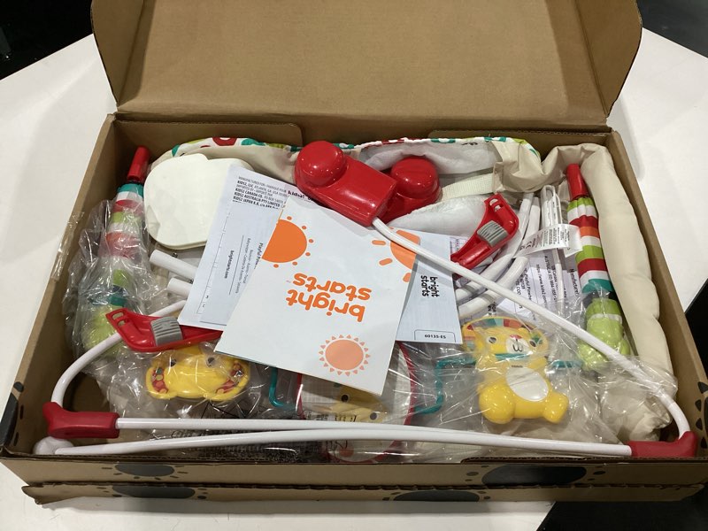 Condition photo showing New/Like New for Bright Starts Portable Baby Bouncer Soothing Vibrations Infant Seat with Removable-Toy-Bar, 0-6 Months 6-20 lbs (Playful Pinwheels)