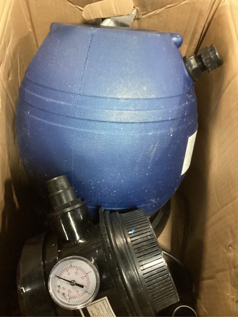Condition photo showing As Is for XtremepowerUS 12" Sand Filter Pump System Filter Tank 10,000 Gal Above Ground Pool Pressure Gauge 0.75 HP Pool Pump Set