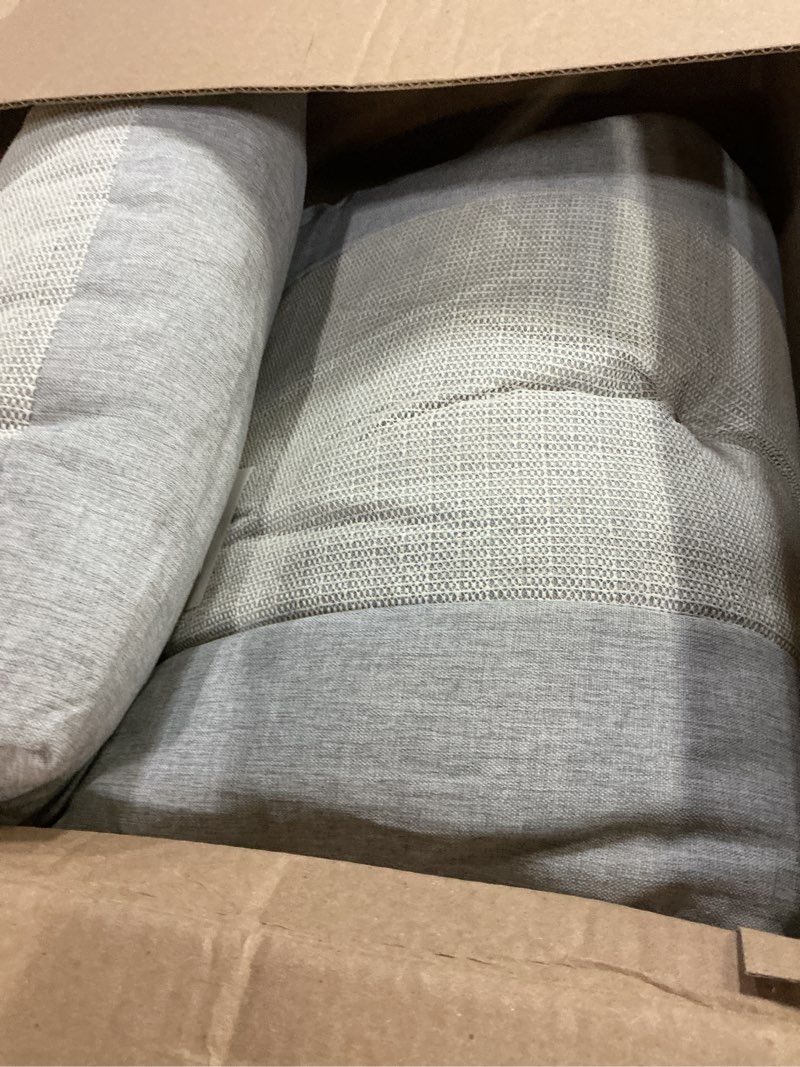 Condition photo showing As Is for sunrox lokgrip non slip tufted memory foam bench cushion, fadeshield water resistant durable thicken outdoor/indoor bench seat pads 48x16x4 inch, heather grey