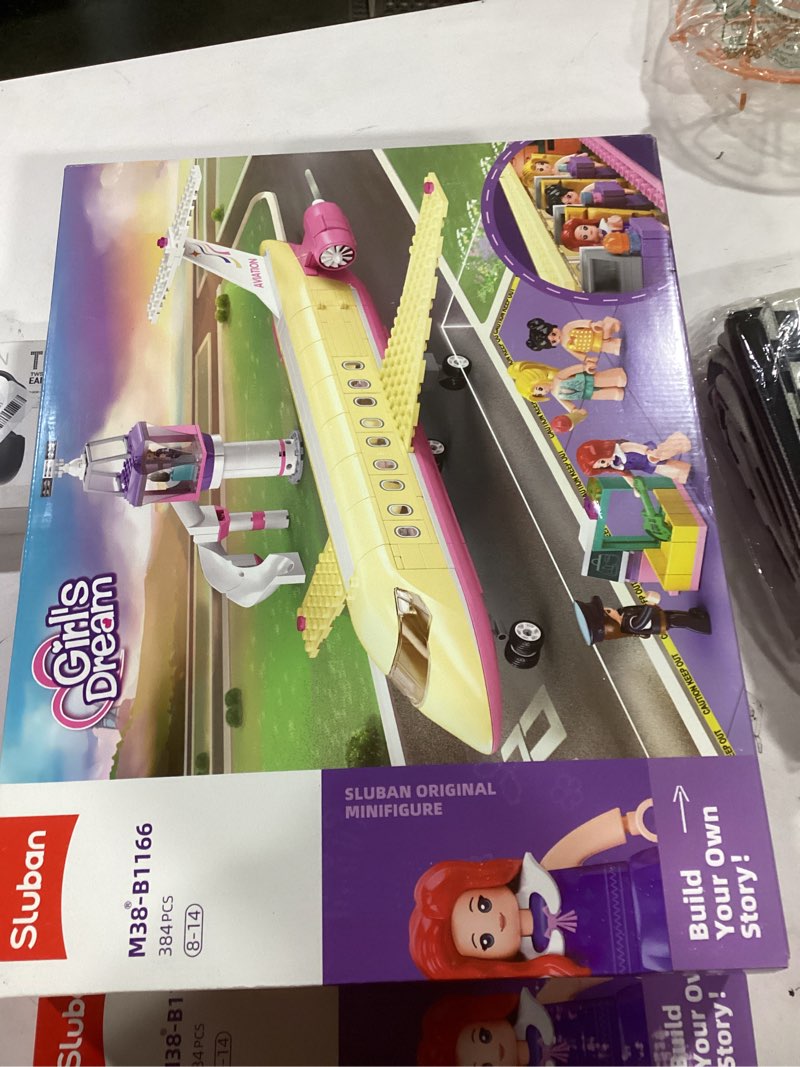 Condition photo showing New/Like New for Airplane Building Set for Girls 8-12, Airport Plane Kit Compatible with Lego Friends, Control Tower, Security Check Machine, 5 Minifigures, Thanksgiving Boys Kids 6-12..