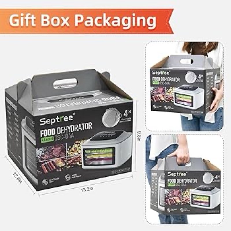 compact food dehydrator, 4 stainless steel trays fresh dryer machine for jerky herbs fruit veggies snacks, with digital timer | 190f temperature control, great size for small family