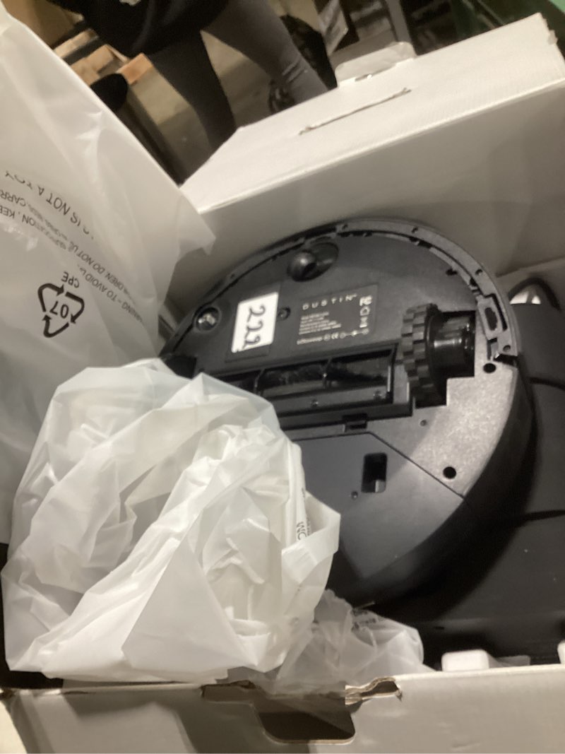 Condition photo showing As Is for bobsweep - dustin wi-fi connected self-emptying robot vacuum and mop - night