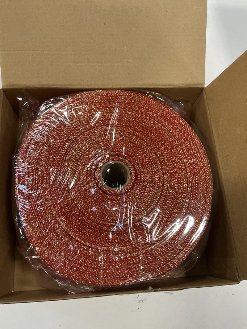 Condition photo showing Good Condition for Syhood 2.5 Inch, 60 Yard Christmas Red Velvet Ribbon with Gold Edge, Wired Ribbon Waterproof Velvet 