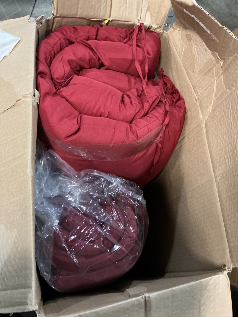 Condition photo showing Good Condition for doublefill outdoor chaise lounge chair cushion 72 x 22 x 4.21 inches thick tufted patio pool lounge cushion waterproof replacement for outdoor furniture with ties(brick red,2 pcs) brick red 2