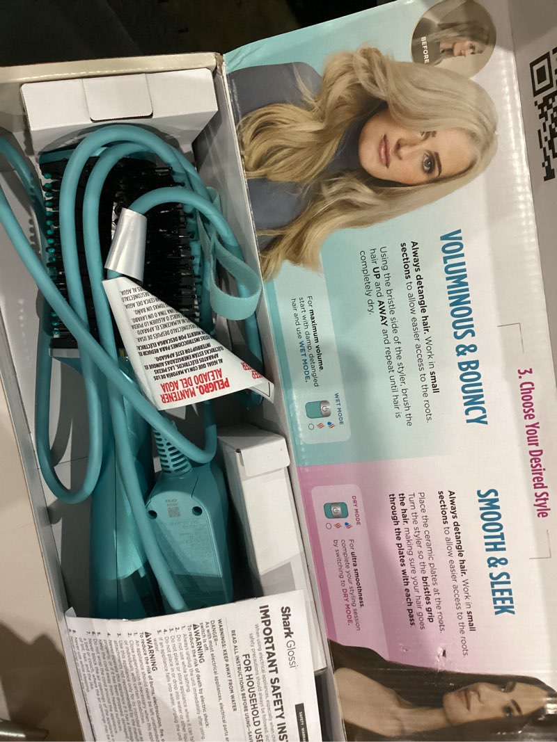 Condition photo showing Good Condition for shark glossi 2-in-1 hot tool and air glosser, ultra-fast, ultra-glossy blowouts at-home, heat-controlled ceramic, curly, coily, and color friendly, jewel teal, ht302tl