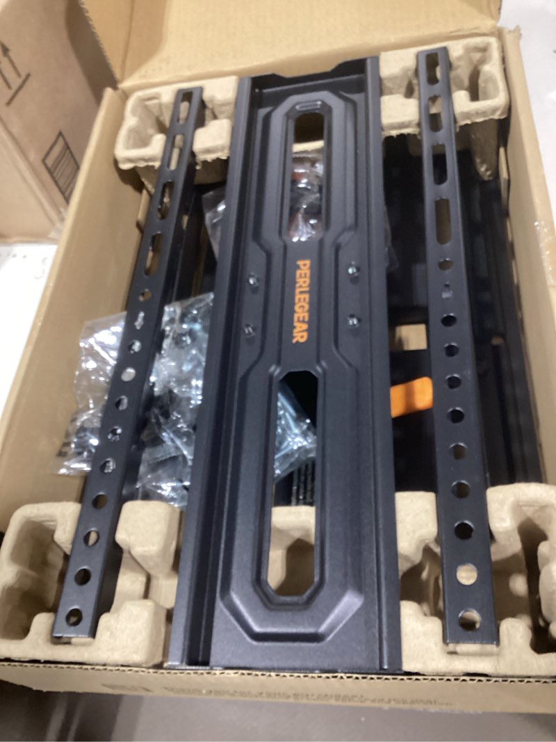 Condition photo showing Good Condition for perlegear full motion tv wall mount for 26-74 inch tvs, height adjustable tv mount, pre-assembled wall mount tv bracket with tool-free tilt, swivel, fits 16” studs, 99 lbs, max vesa 400x400mm, pgmf21 26-74 inch full motion tv wall mount