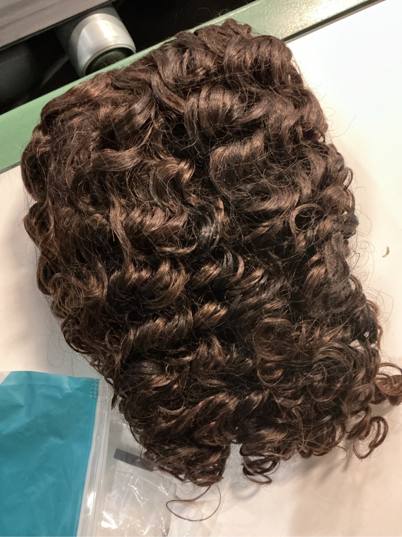 Condition photo showing Good Condition for xiufaxirusi xiufaxirusi short curly afro wigs for black women mixed brown kinky curly bob wig with side bangs african american synthetic full hair wig brown mix black