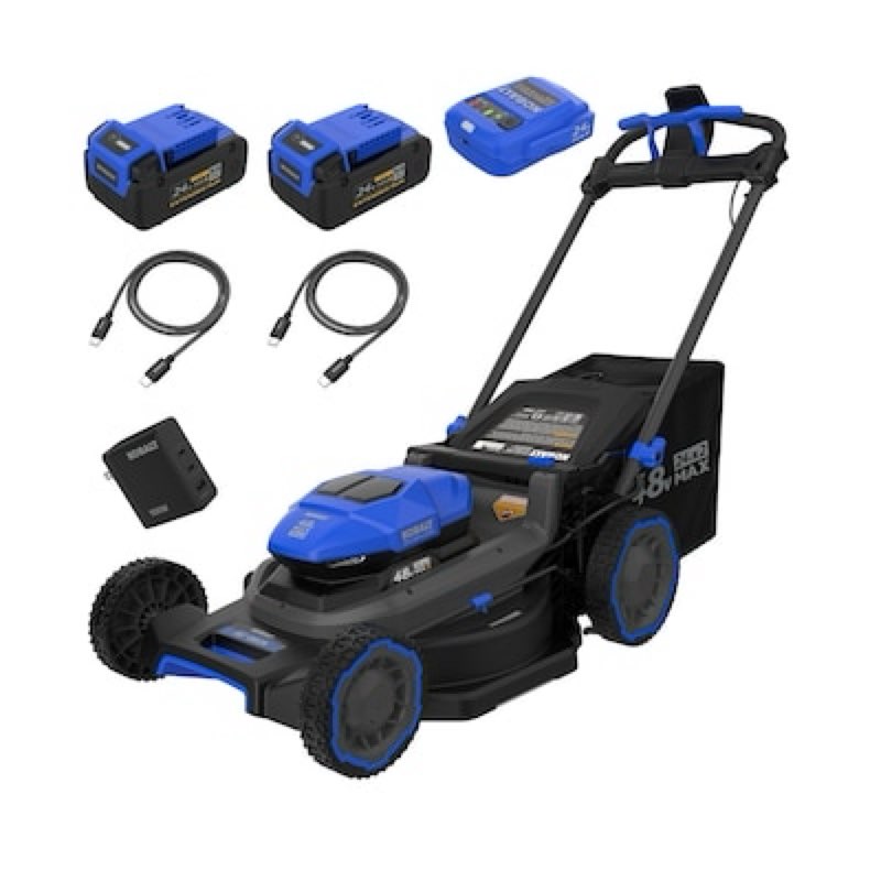 used and possibly missing parts  kobalt 48-volt 24v x2 in self-propelled battery push lawn mower (battery and charger included)