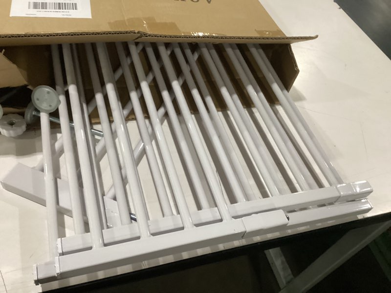 Condition photo showing New/Like New for dog gate, shyujajie adjustable extra wide short dog gate,small pet gate with 4 extension kits, pressure mounted for doorways & stairs (white, 18-48" w*18" h) 18-48"w*18"h white