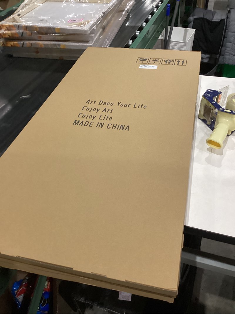 Condition photo showing New/Like New for Arjun Abstract Wall Art Canvas for Living Room Cityscape Gold City View Bedroom Painting, Modern Textured Wall Art for Men Artwork Large Home Office Wall Decor, 40"x20" 40"L x 20"W Teal cityscape