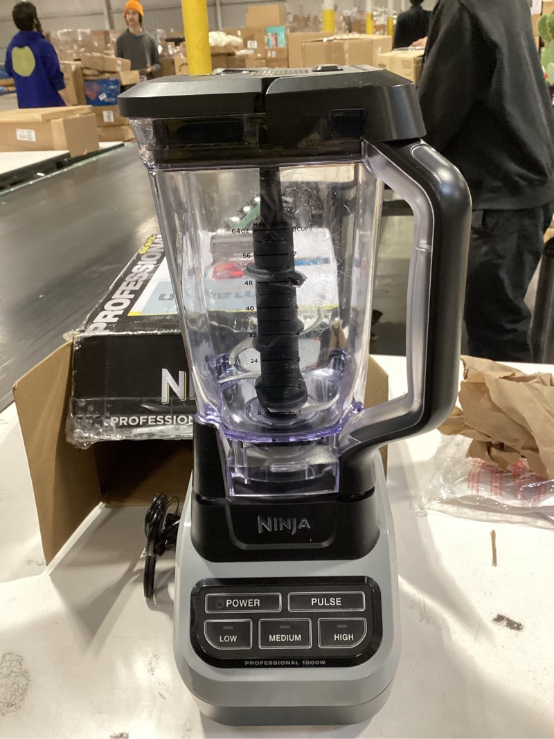 Condition photo showing As Is for Ninja BL610 Professional 72 Oz Countertop 1000-Watt Base and Total Crushing Technology for-Smoothies, Ice and Frozen Fruit, Black, Blender + Pitcher
