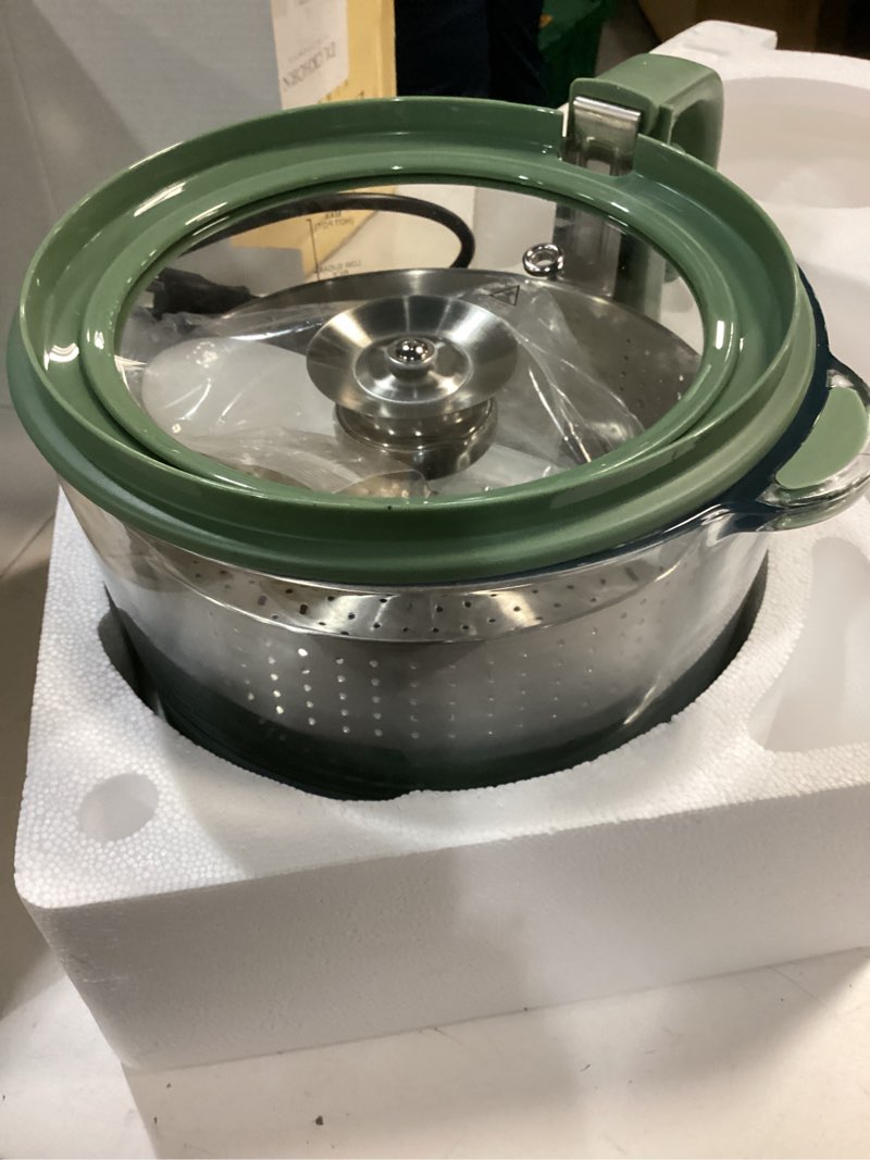 Condition photo showing Good Condition for cook with color 3l glass mini low carb rice cooker – holds 2 cups raw/makes 6 cups cooked with auto lift filter basket, hotpot & steamer for rice, grains, digital panel with keep warm, dark sage