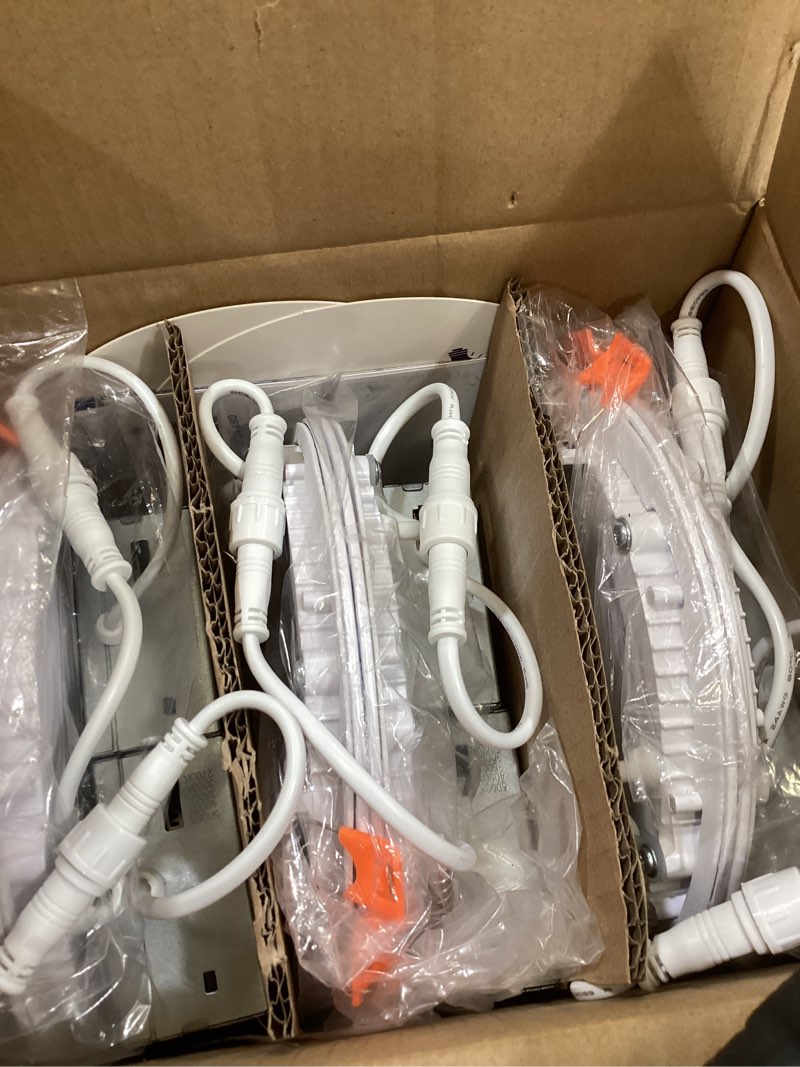 Condition photo showing Good Condition for dllt led recessed ceiling light: 6 pack 6 inch slim recessed lighting for kitchen - 5cct dimmable canless wafer downlight for living room - 1200lm brightness 12w can lights for bedroom etl fcc 6pack-white 6 inch