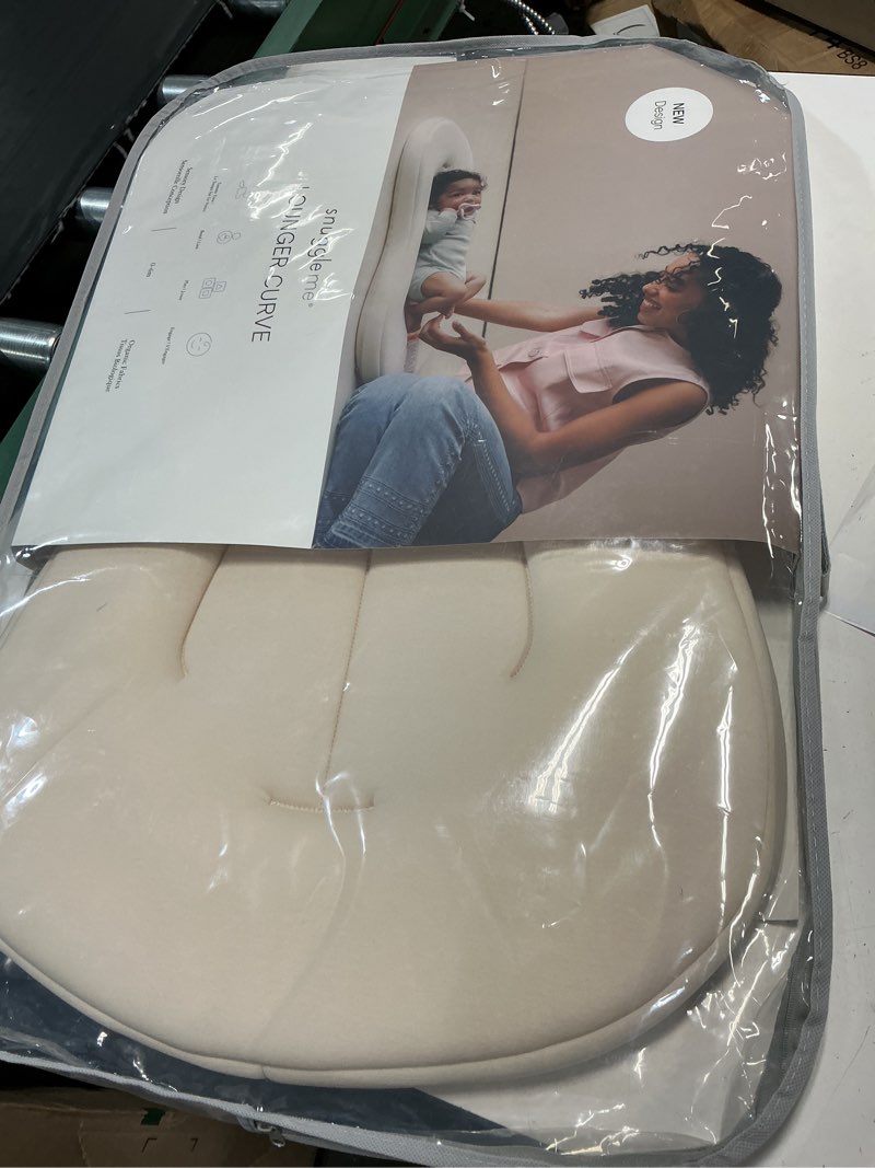 Condition photo showing Good Condition for snuggle me® baby lounger curve - premium organic cotton with foam core, machine-washable cover, buttery-soft & breathable cspc compliant infant lounger baby nest pillow with travel bag - natural natural lounger