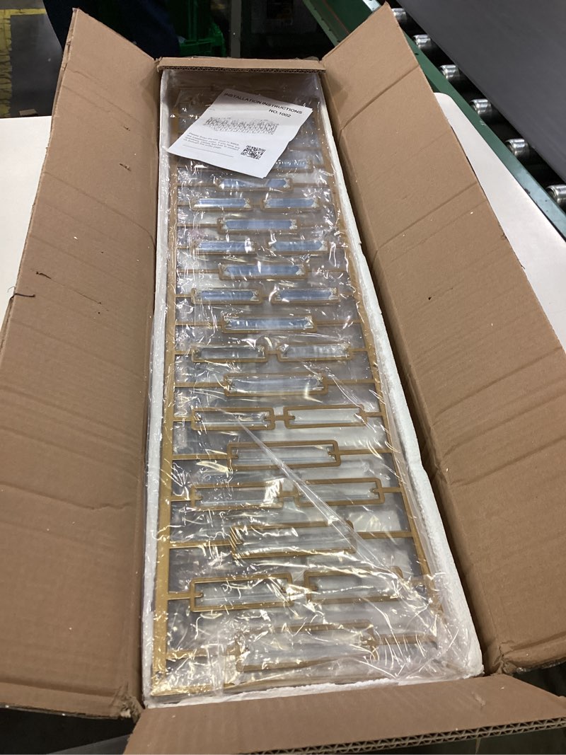 Condition photo showing New/Like New for Garwarm 38.7 inch Gold Crystal Chandelier for Living Room, 6-Light Rectangle Flush Mount Ceiling Light Modern Chandeliers for Dining Room,Kitchen Chandeliers Over Table 6-Lights,Gold/Rectangular
