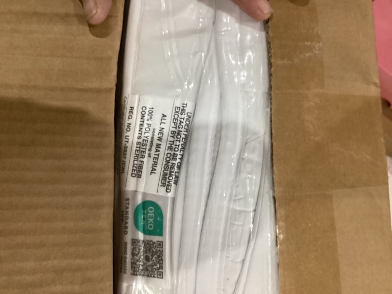 Condition photo showing New/Like New for L LOVSOUL Down Alternative Oversized King Comforter, 120x98Inches, Polyester, White, All Season, Box Stitching Design, Corner Tabs Oversized King White