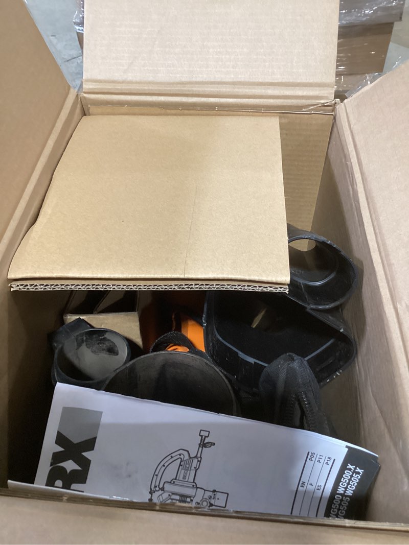 Condition photo showing As Is for worx trivac 3 in 1 electric leaf blower for lawn care, leaf vacuum with 350 cfm & 210 mph, leaf mulcher with metal impeller, wg505 350cfm blower/vac/mulcher