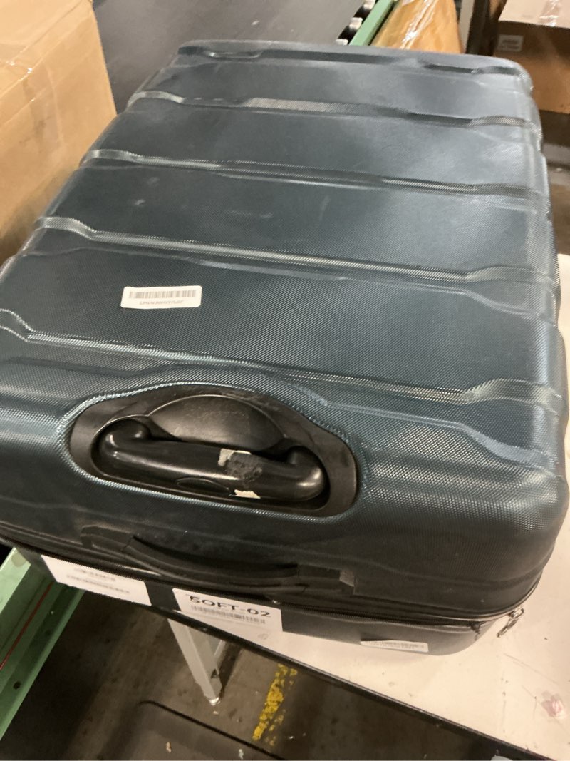 Condition photo showing As Is for ( only one piece ) Samsonite Omni PC Hardside Expandable Luggage with Spinner Wheels, Teal, Checked-Large 28-Inch Checked-Large 28-Inch Teal