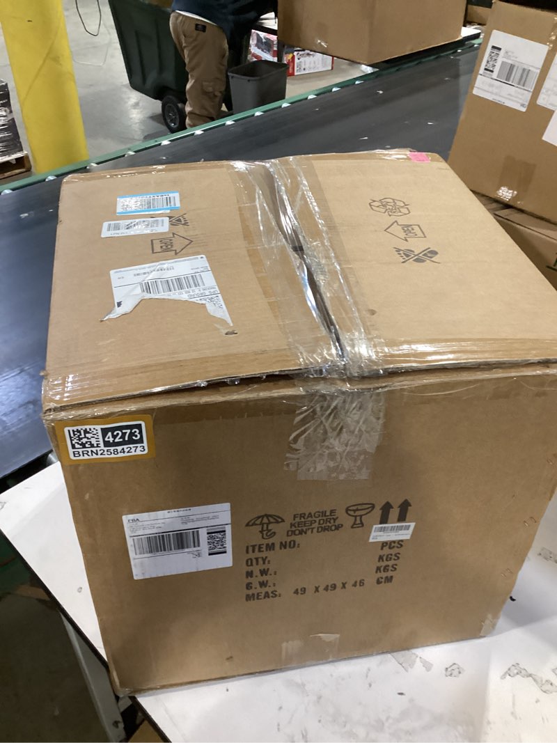 Condition photo showing Good Condition for ZSLONGYING 19” Large Rattan Pendant Light Fixture,3 Light Boho Handmade Woven Wicker Rattan Ceiling Farmhouse Chandelier for Kitchen Island Dining Rooms, Corridors, and Entrance Halls. 19" Rattan 3-light 19 inch