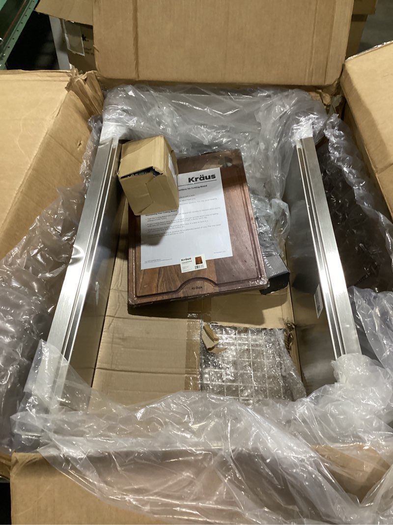 Condition photo showing As Is for (Incomplete)KRAUS Kore 32-Inch Undermount Workstation 16 Gauge Single Bowl Stainless Steel Kitchen Sink with Accessories, KWU110-32 Stainless Steel 32 Inch Sink