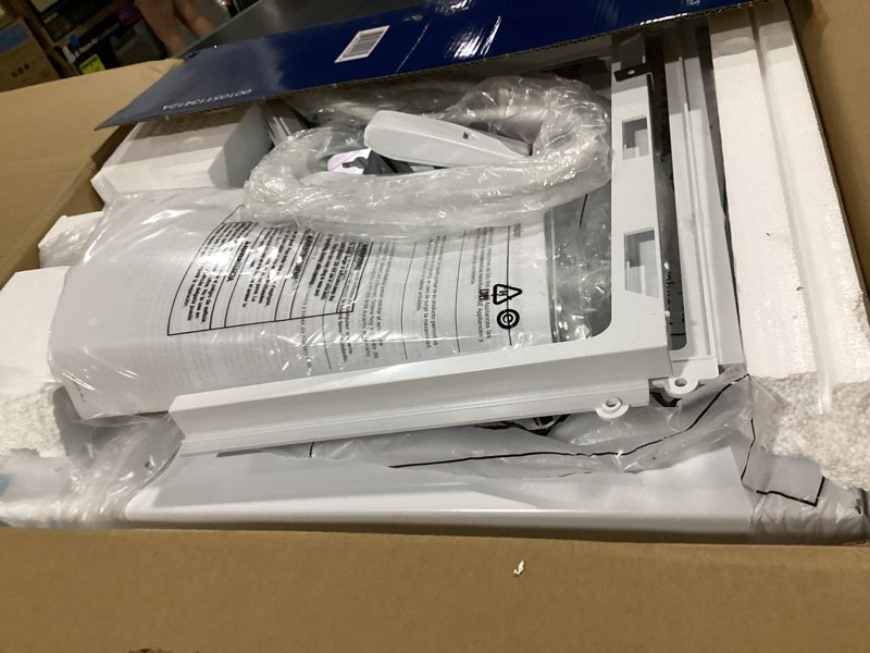 Condition photo showing As Is for 12,000 btu 115-volt smart window air conditioner for 550 sq. ft. in white with wi-fi and remote