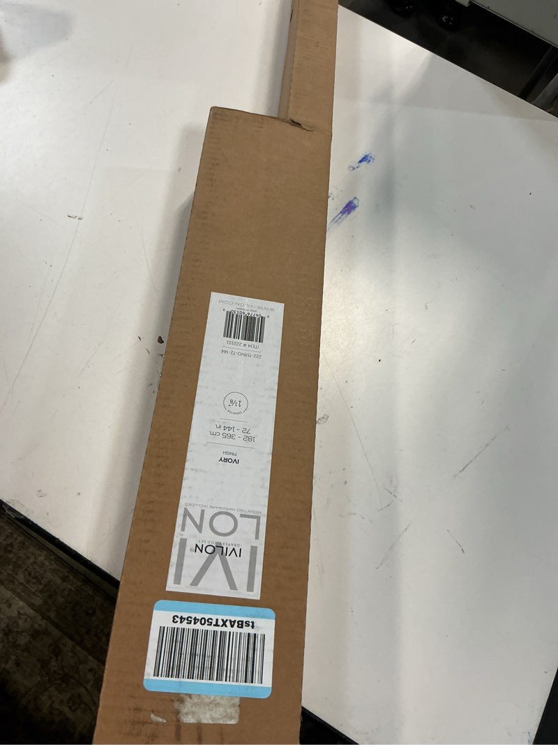 Condition photo showing New/Like New for ivilon drapery window curtain rod set - square design 1 1/8 rod. 72 to 144 inch. ivory/white 72 to 144 in.