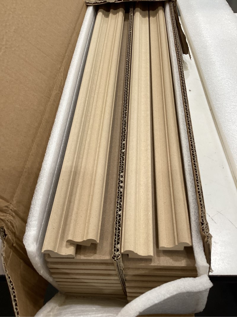 Condition photo showing Good Condition for art3d premade board and batten paintable wainscoting kit, mdf accent wall panel for kitchen bedroom living room home decor covers 189 x 54 in. molding trim slat with edge strip 189 x 54 inch log color
