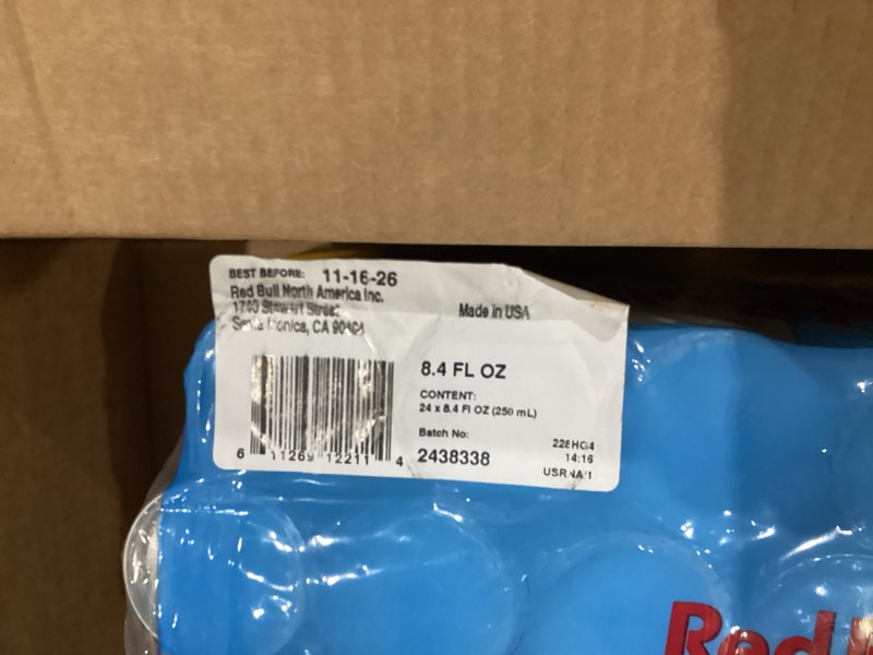 Condition photo showing New/Like New for red bull  rdbrbd122114  sugar free energy drink  24 / carton