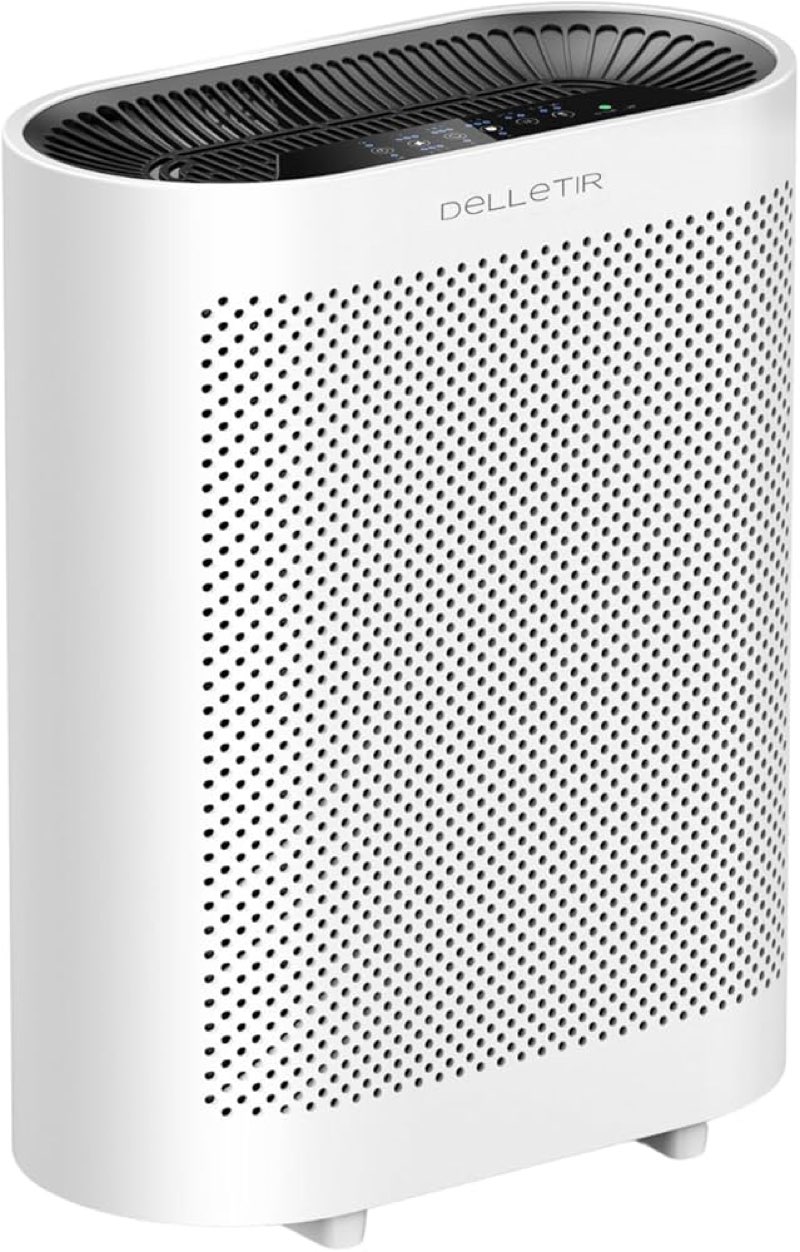 DELLETIR Office Air Purifier with 3-in-1 HEPA Filter Desktop Air Cleaner for Smoke, Dust, Pet Dander