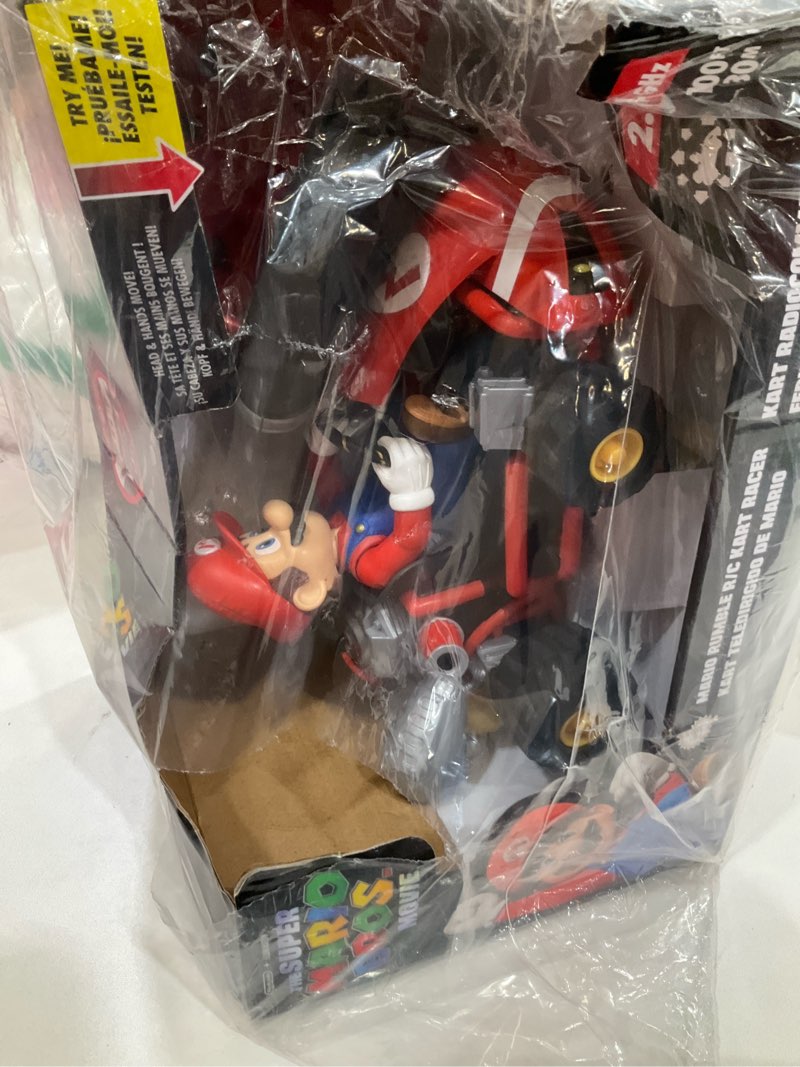 Condition photo showing New/Like New for Super Mario BROS. Movie Rumble Kart RC Racer – 2.4GHz Full-Function Remote Control Car – Lights, Sounds, Spinning Action – 100ft Range – Ages 4+