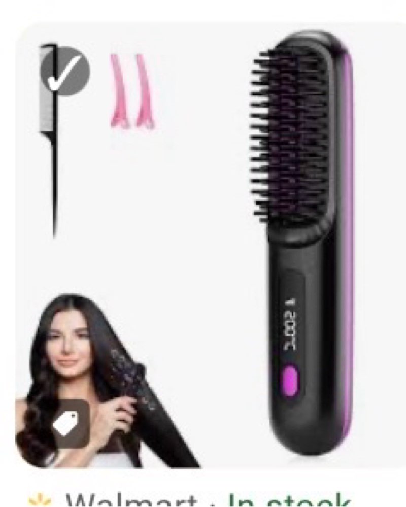 2025 New Go Brush Pro Cordless Hair Straightener Brush - Cordless Hair Straightening Brush,Compact &