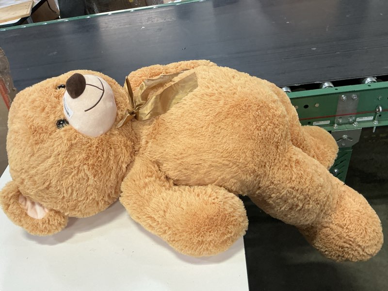 Condition photo showing Good Condition for morismos 47inch giant teddy bear stuffed animal 4ft, large teddy bear plush, big stuffed bear gifts for kids, girls, girlfriend, women on baby shower, valentine, christmas, birthday (light brown light brown 4 ft