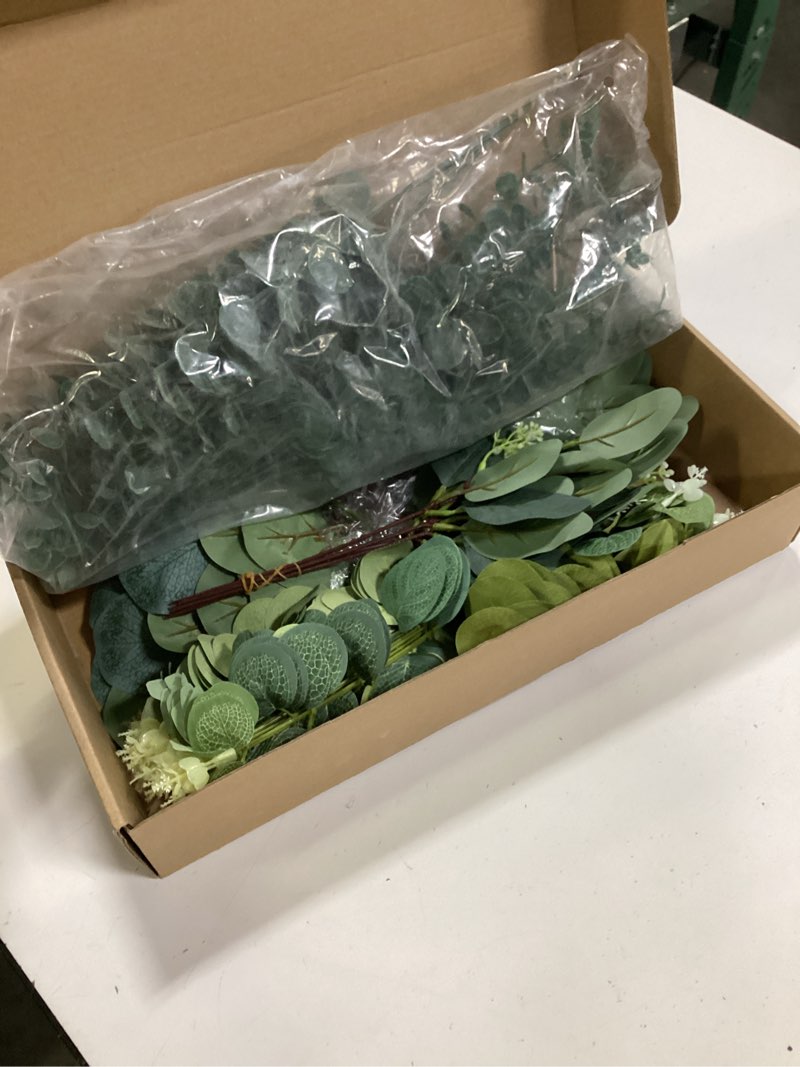 Condition photo showing Good Condition for 120 Pcs 6 Kinds Mixed Eucalyptus Leaves Stems Bulk Artificial Silver Dollar Leaves Picks Dried Eucalyptus Bundle Faux Spray for Wedding Vase Bouquet Decor (Eucalyptus Leaves Stems-120)