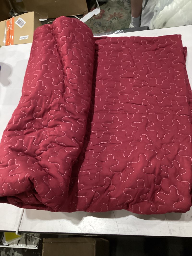 Condition photo showing Good Condition for wongs bedding quilt set king size, red-blue bohemian patchwork bedspread coverlet set, reversible farmhouse floral pattern bedspreads bedding set for all seasons (104"x90") red king