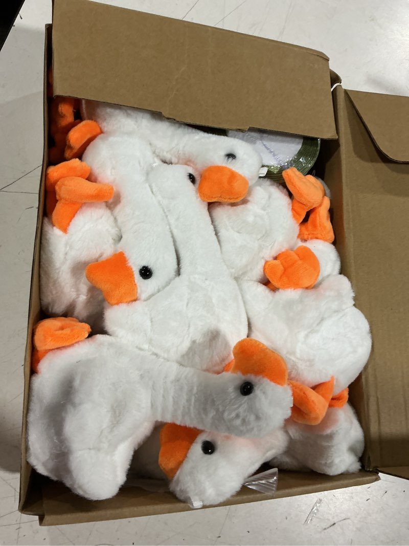 Condition photo showing Good Condition for blueweenly 12 sets silly goose birthday decor 1st adopt a goose party favor gift 7.1 inch stuffed animal with mini party hat and ribbon for christmas birthday gift(elegant,colorful) elegant colorful