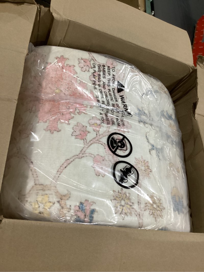 Condition photo showing Good Condition for 8x10 washable area rug, low pile faux wool carpet for living room, bedroom, dining room, vintage flower design, non-shedding low-pile rug in beige for high-traffic areas with non-slip rubber back 8' x 10'(faux wool) beige