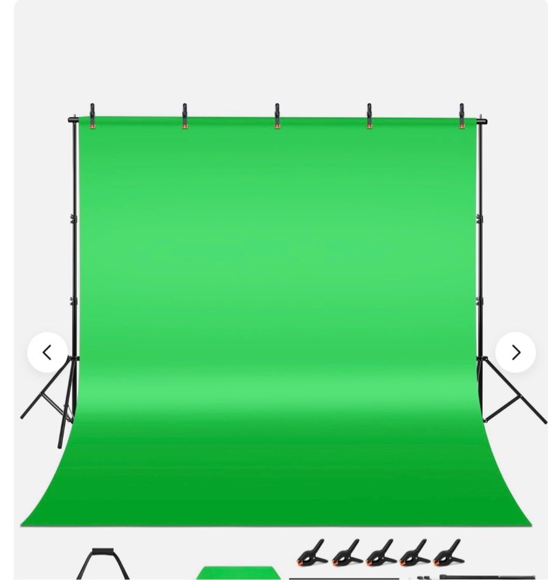 Green Screen Backdrop with Stand Kit, 6.5 X 10 Ft Green Screen, 6.5 X 6.5 Ft Backdrop Stand with Car