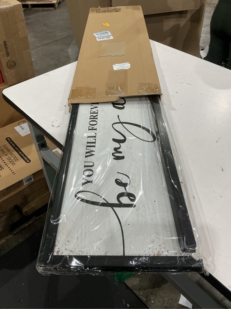 Condition photo showing Good Condition for you will forever be my always sign wall decor: love quotes wall art framed farmhouse bedroom decor for couples,modern master bedroom sign aesthetic minimalist posters wall plaques 12" x 40" you will forever be my always 40"l x 12"w